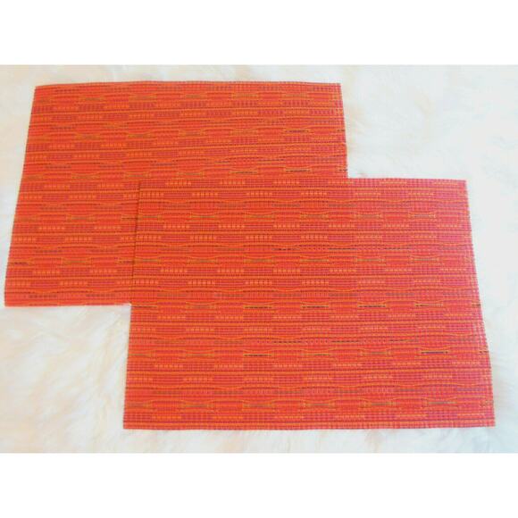 Metroweave Placemats Set 2 Red Orange 19x14" Vinyl Woven Table Mats New - Picture 5 of 5